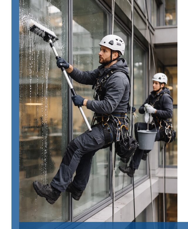 Профессиональная мойка витражей промышленными альпинистами в Гулькевичах