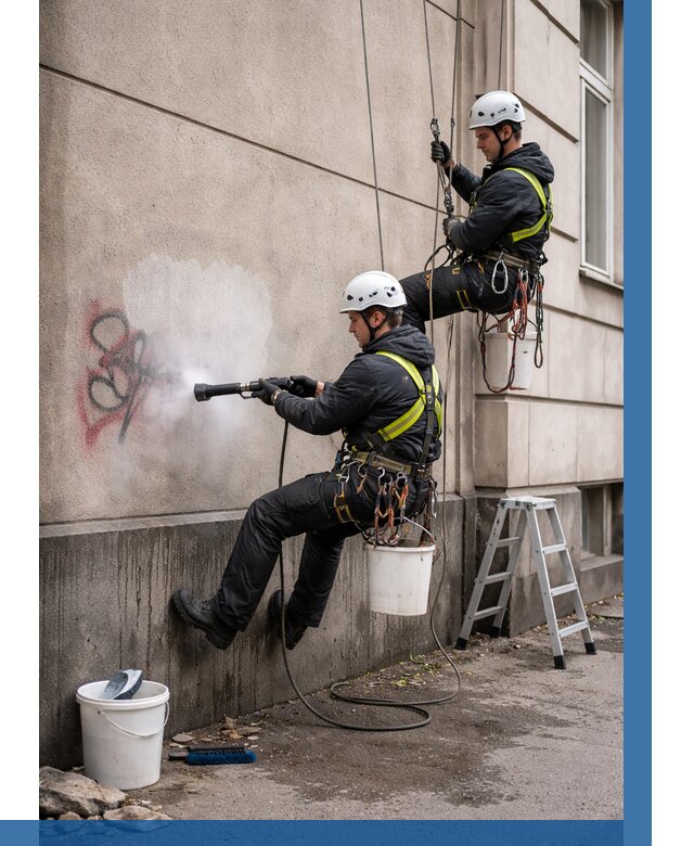 Удаление граффити с фасада в Гулькевичах от 4668 р. | ВЫСОТНИК-Гль