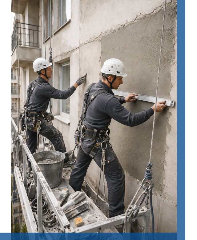 Штукатурка фасада на высоте в Гулькевичах от 934 р. | ВЫСОТНИК-Гль