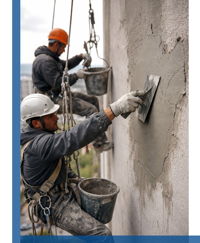 Штукатурка фасада на высоте в Гулькевичах профессиональные работы