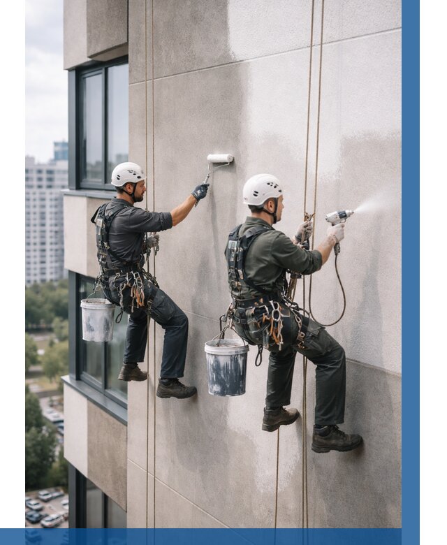 Покраска фасада альпинистами в Гулькевичах от 311 р. | ВЫСОТНИК-Гль