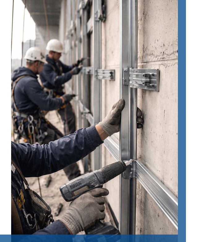 Монтаж подсистемы вентфасада в Гулькевичах от 882 р. | ВЫСОТНИК-Гль