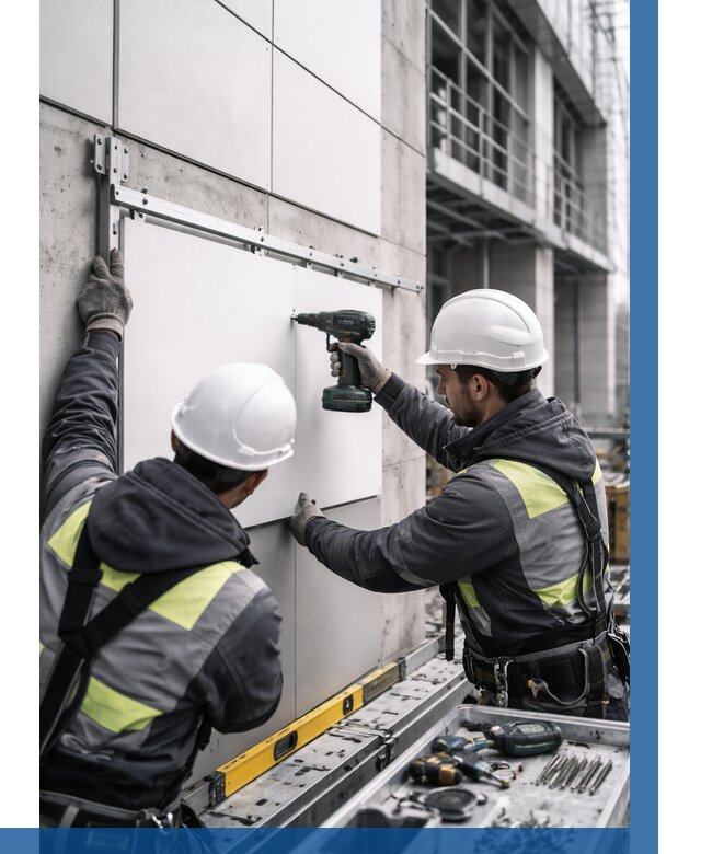 Монтаж композитных панелей фасада в Гулькевичах от 2594 р. | ВЫСОТНИК-Гль