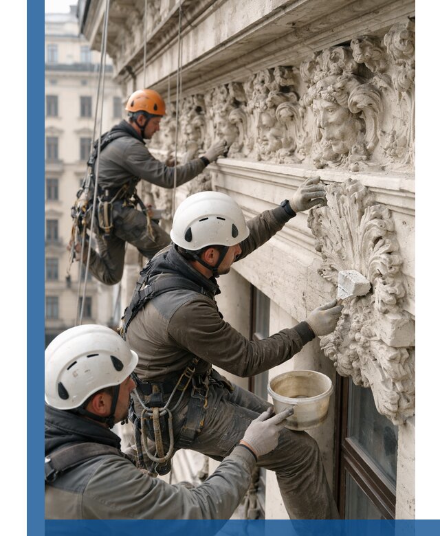 Реставрация фасадной лепнины с высотными работами в Гулькевичах