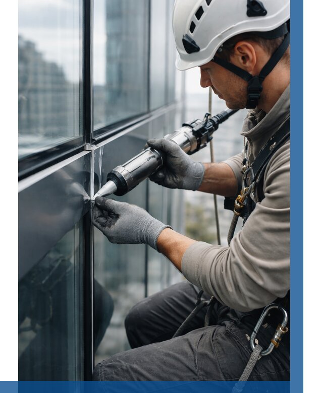 Герметизация стыков витража в Гулькевичах от 1245 р. | ВЫСОТНИК-Гль