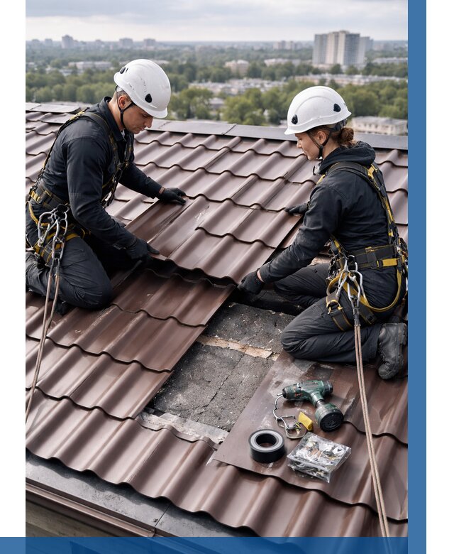 Ремонт металлочерепицы на крыше в Гулькевичах от 934 р. | ВЫСОТНИК-Гль