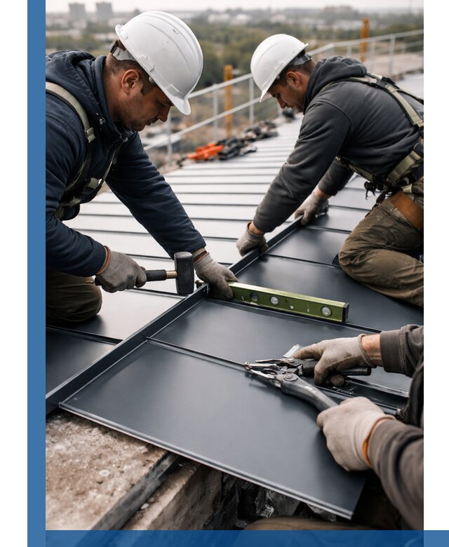 Монтаж фальцевой кровли в Гулькевичах для промышленных зданий