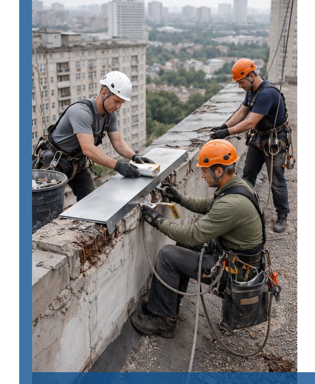 Ремонт парапета на кровле в Гулькевичах, высотные работы с гарантией