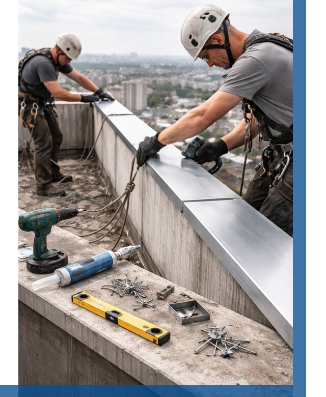 Монтаж парапетных крышек в Гулькевичах от 830 р. | ВЫСОТНИК-Гль