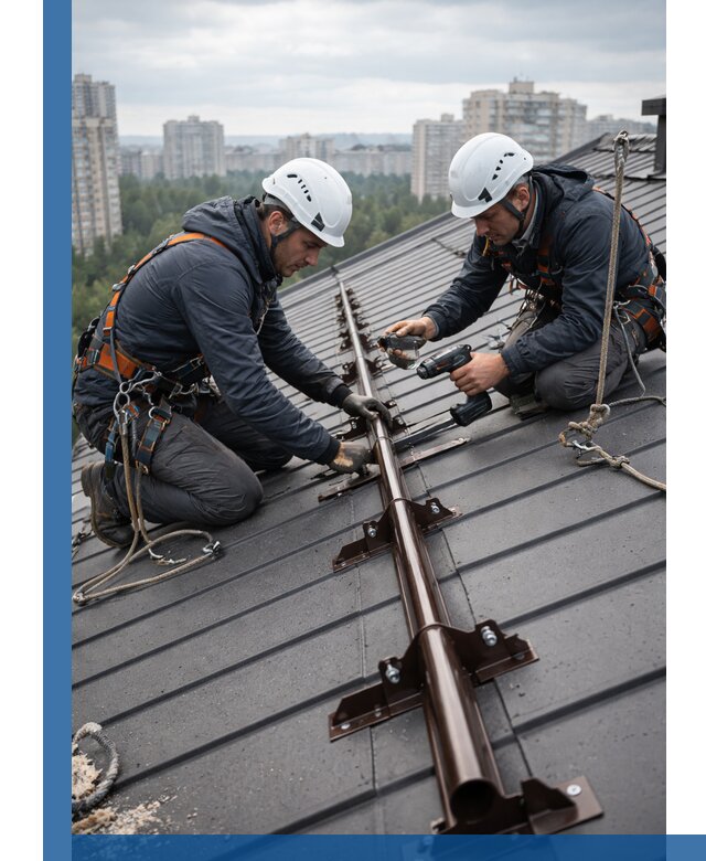 Монтаж снегозадержателей на кровле зданий в Гулькевичах под ключ