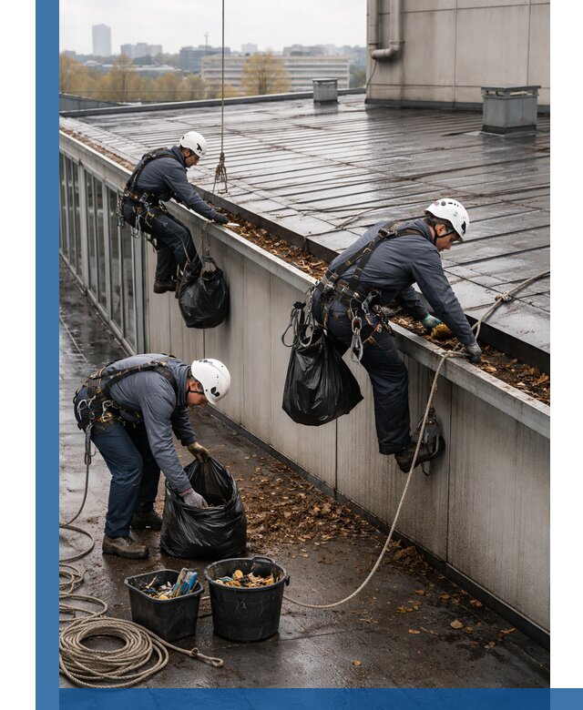 Очистка кровли по периметру в Гулькевичах силами промышленных альпинистов
