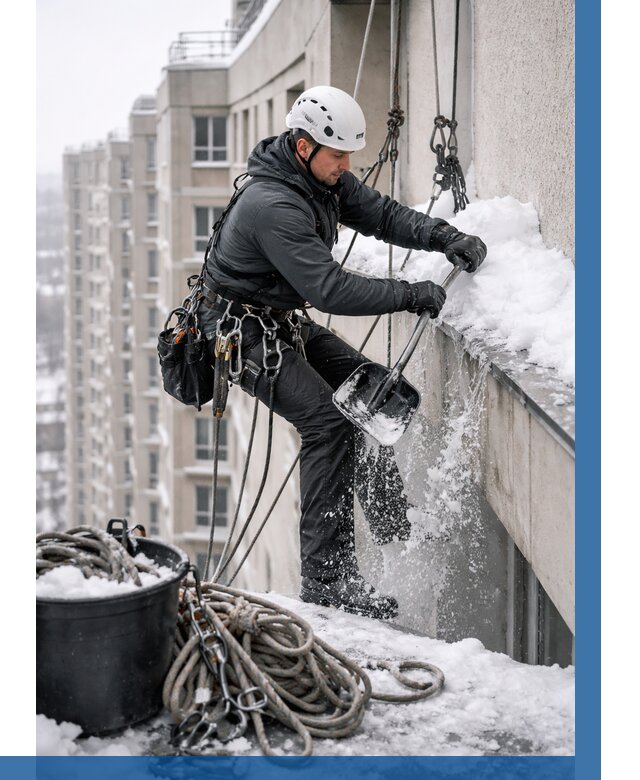 Очистка карнизов от снега в Гулькевичах от 311 р. | ВЫСОТНИК-Гль