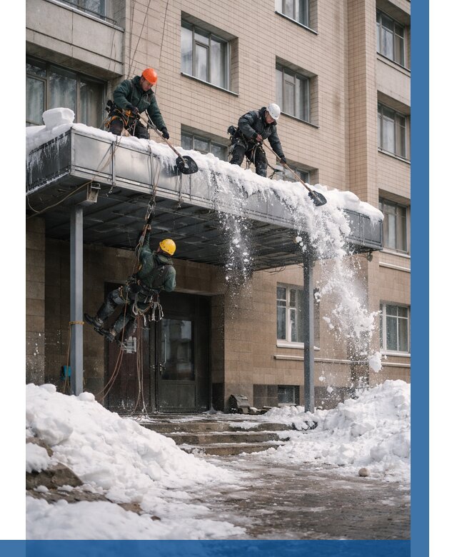 Очистка козырьков от снега в Гулькевичах от 3631 р. | ВЫСОТНИК-Гль