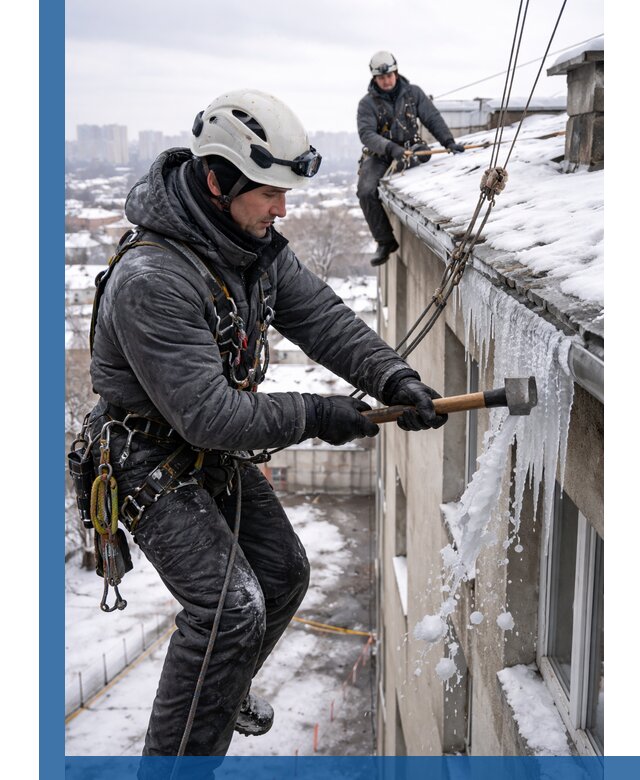 Сбивание и удаление сосулек с крыши в Гулькевичах безопасно