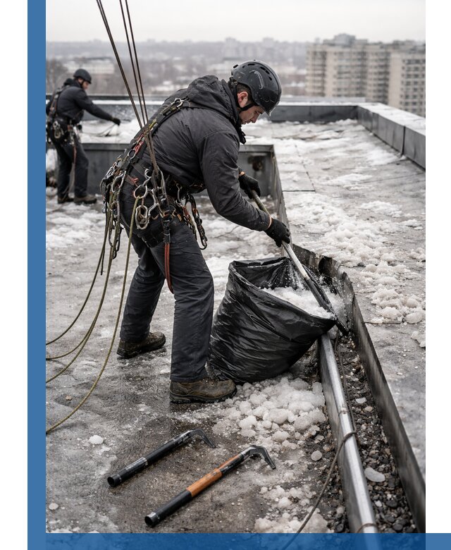 Аварийная очистка кровли в Гулькевичах от промальпинистов