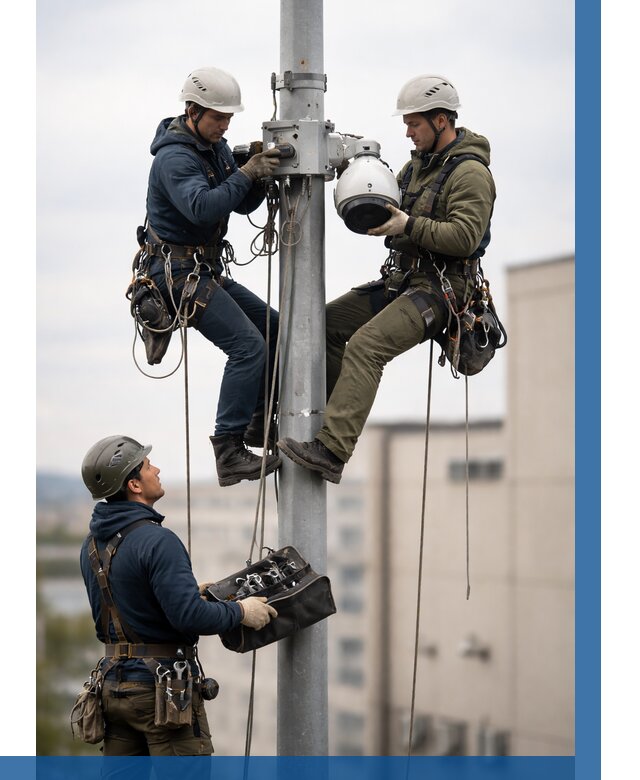 Установка видеокамер на мачте в Гулькевичах от 8818 р. | ВЫСОТНИК-Гль