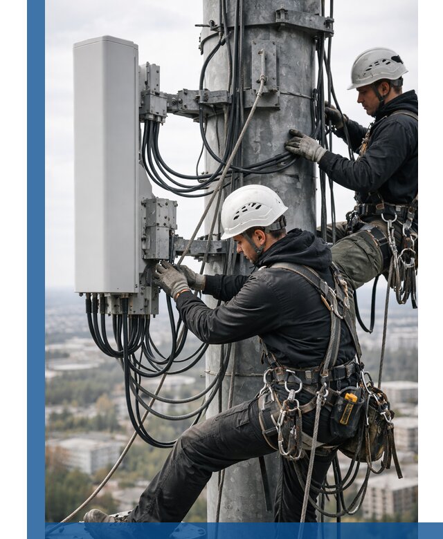 Монтаж оборудования связи на мачте в Гулькевичах с пусконаладкой