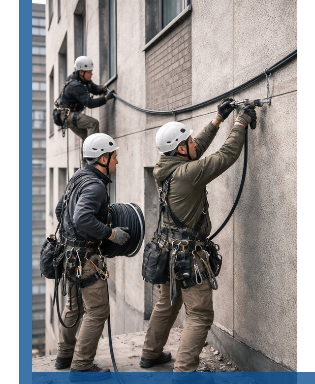 Прокладка кабеля по фасаду в Гулькевичах, профессиональный монтаж