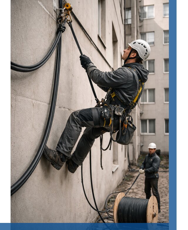 Протяжка кабеля питания на высоте в Гулькевичах от 467 р. | ВЫСОТНИК-Гль