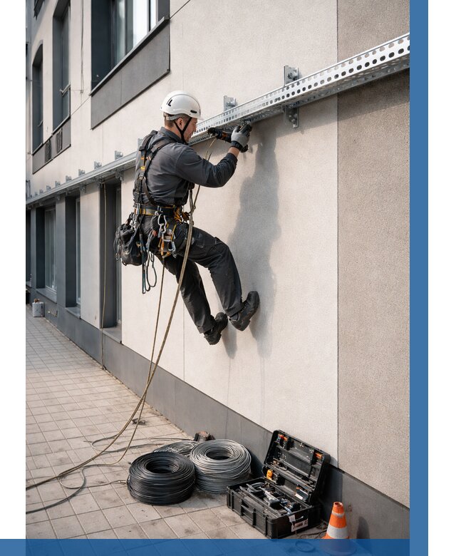 Монтаж кабельных лотков на фасаде в Гулькевичах от 1245 р. | ВЫСОТНИК-Гль