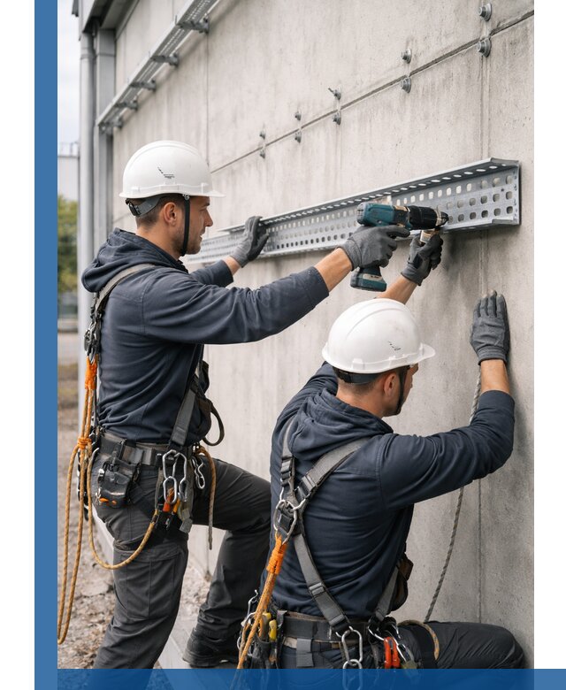 Монтаж кабельных лотков на фасаде зданий в Гулькевичах с гарантией