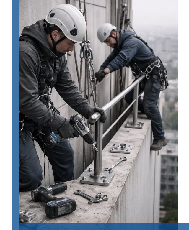 Монтаж перил на высоте в Гулькевичах для жилых и промобъектов