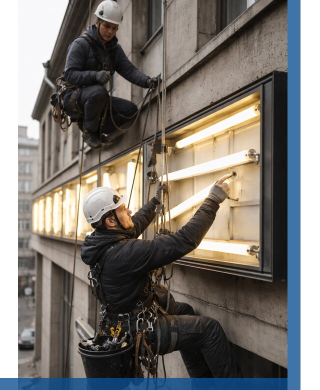 Замена ламп в вывеске в Гулькевичах под ключ от 3631 р. | ВЫСОТНИК-Гль
