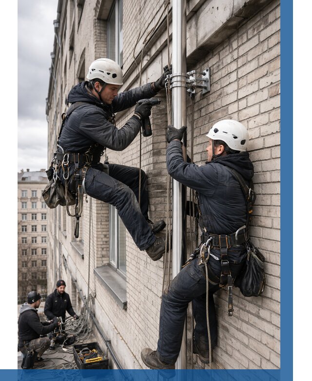 Монтаж флагштока на здании в Гулькевичах от 6743 р. | ВЫСОТНИК-Гль