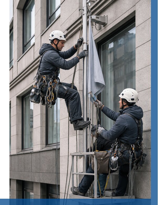 Установка флагов на фасаде в Гулькевичах от 4668 р. | ВЫСОТНИК-Гль