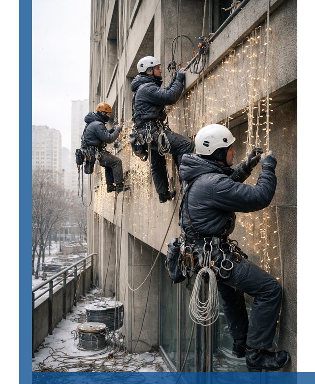 Монтаж новогодней иллюминации и украшение фасадов в Гулькевичах