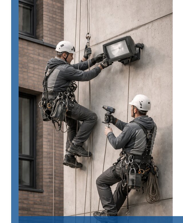 Профессиональный монтаж фасадных прожекторов в Гулькевичах под ключ