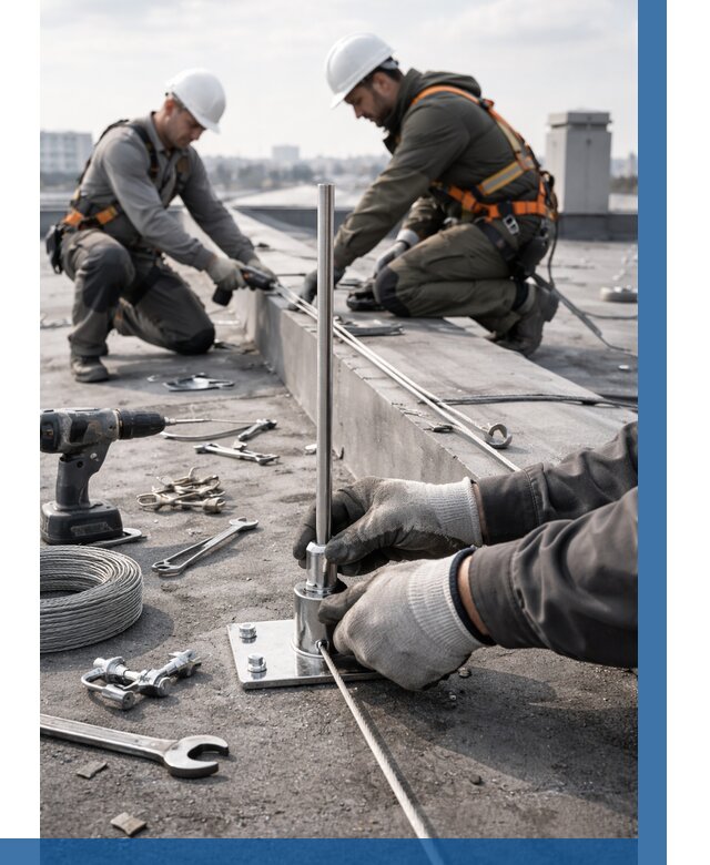 Монтаж молниезащиты на кровле в Гулькевичах цена от 25935 р. | ВЫСОТНИК-Гль