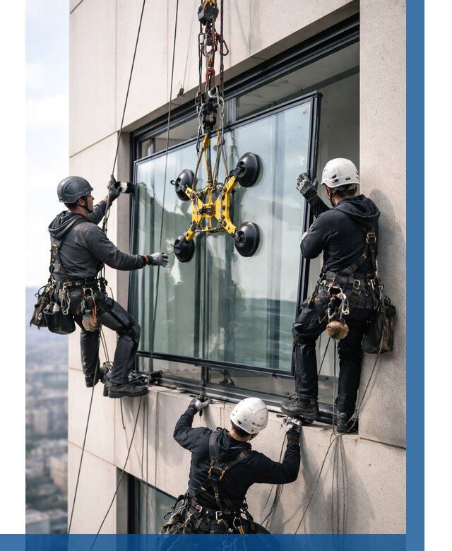Монтаж стеклопакетов на высоте в Гулькевичах от 3320 р. | ВЫСОТНИК-Гль