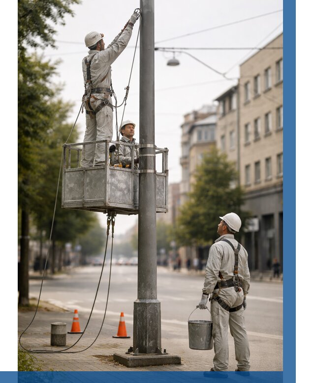 Покраска опор освещения в Гулькевичах от 5187 р. | ВЫСОТНИК-Гль