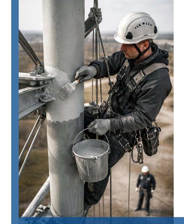 Покраска мачт связи в Гулькевичах промышленными альпинистами