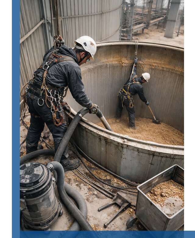 Профессиональная чистка зерновых бункеров в Гулькевичах с выездом