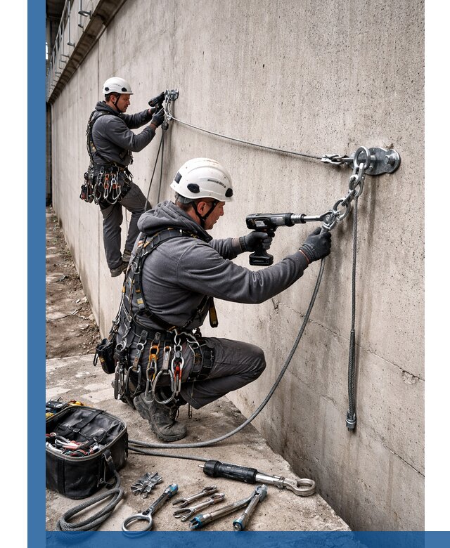 Монтаж анкерных линий высотной безопасности в Гулькевичах