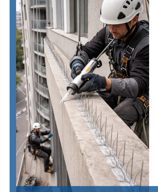 Установка шипов от птиц на фасадах и кровлях в Гулькевичах